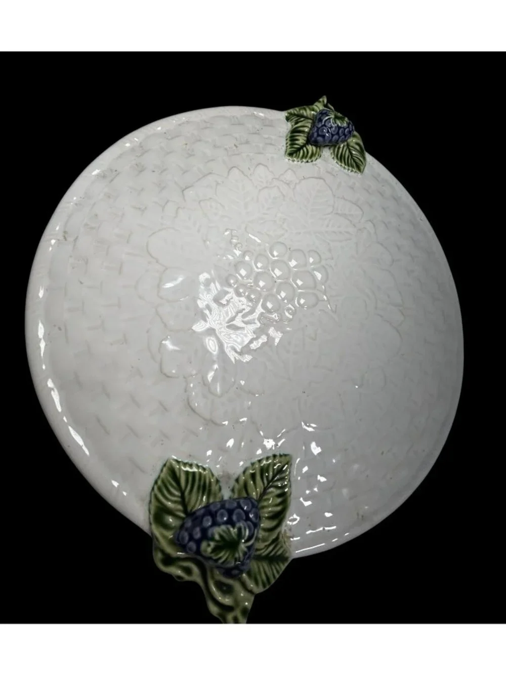 BORDALLO PINHEIRO White Cheese Tray Cake Plate Serving Platter 14.5